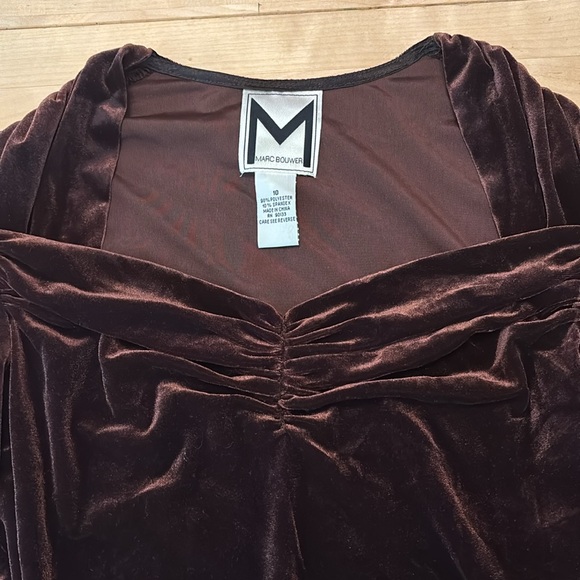 Marc Bouwer velvet stretchy bodysuit, chocolate brown size 10 - Picture 3 of 4